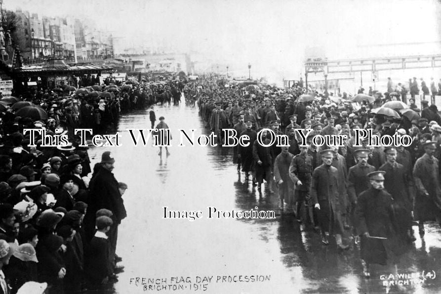 SX 201 - French Flag Day Procession, Brighton, Sussex c1915