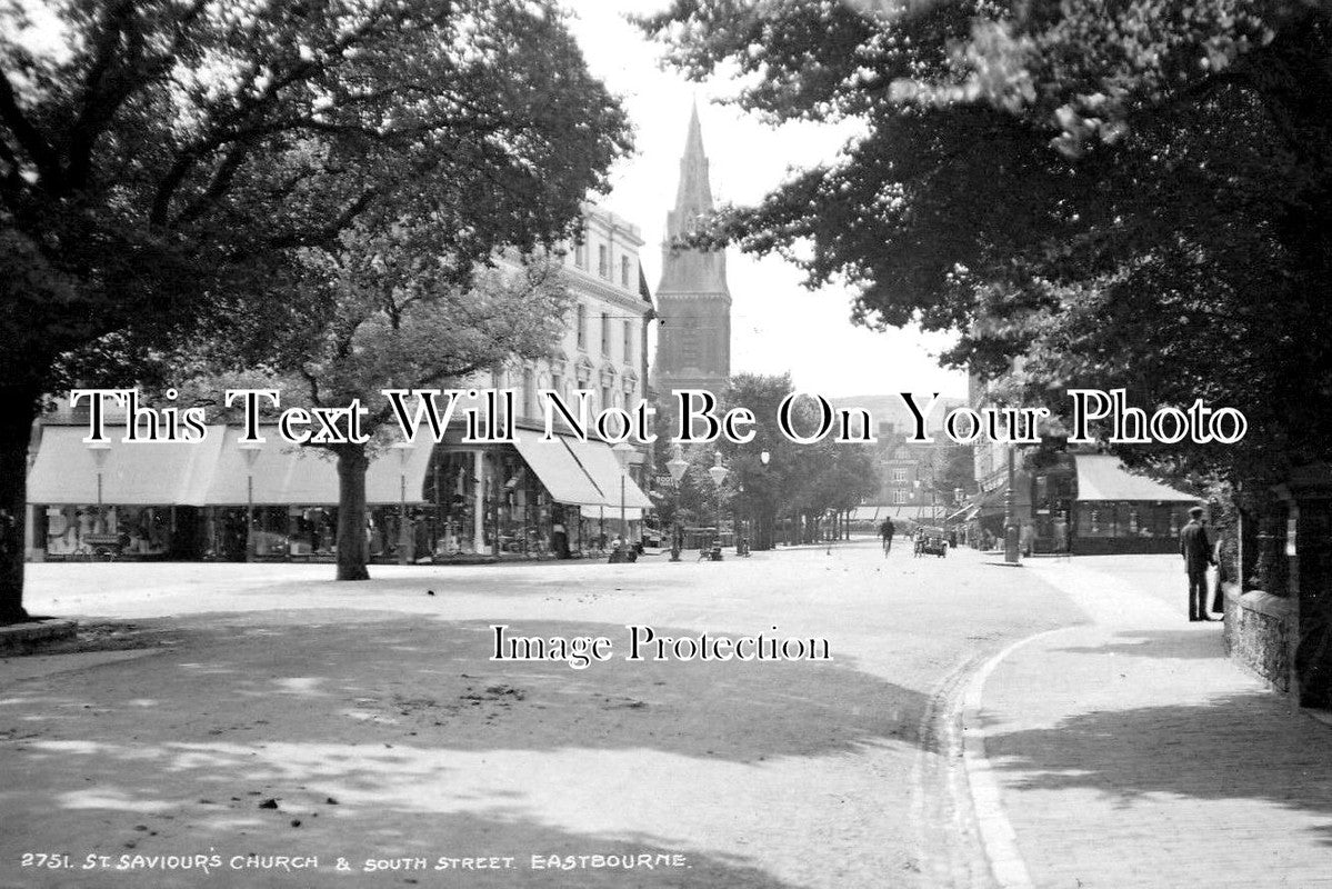 SX 2028 - St Saviours Church & South Street, Eastbourne, Sussex c1920