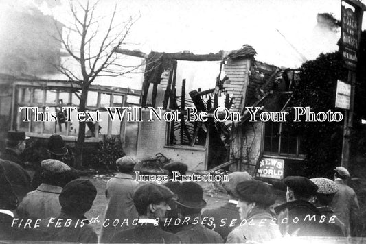 SX 2042 - Coach & Horses Pub Fire, Sedlescombe, Sussex 1914