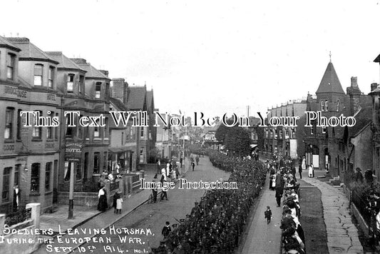 SX 2085 - Soldiers Leaving Horsham, Sussex WW1 1914