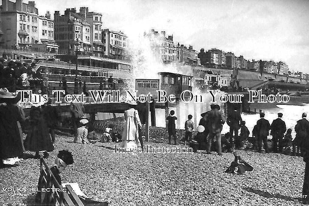 SX 2094 - Volks Electric Car In A Storm At Brighton, Sussex