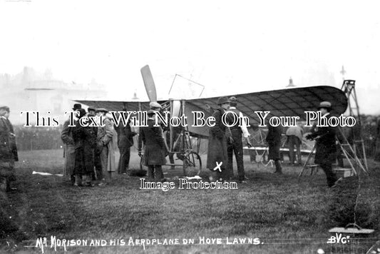 SX 2102 - Mr Morrison & His Aeroplane, Hove Lawn, Brighton, Sussex c1911