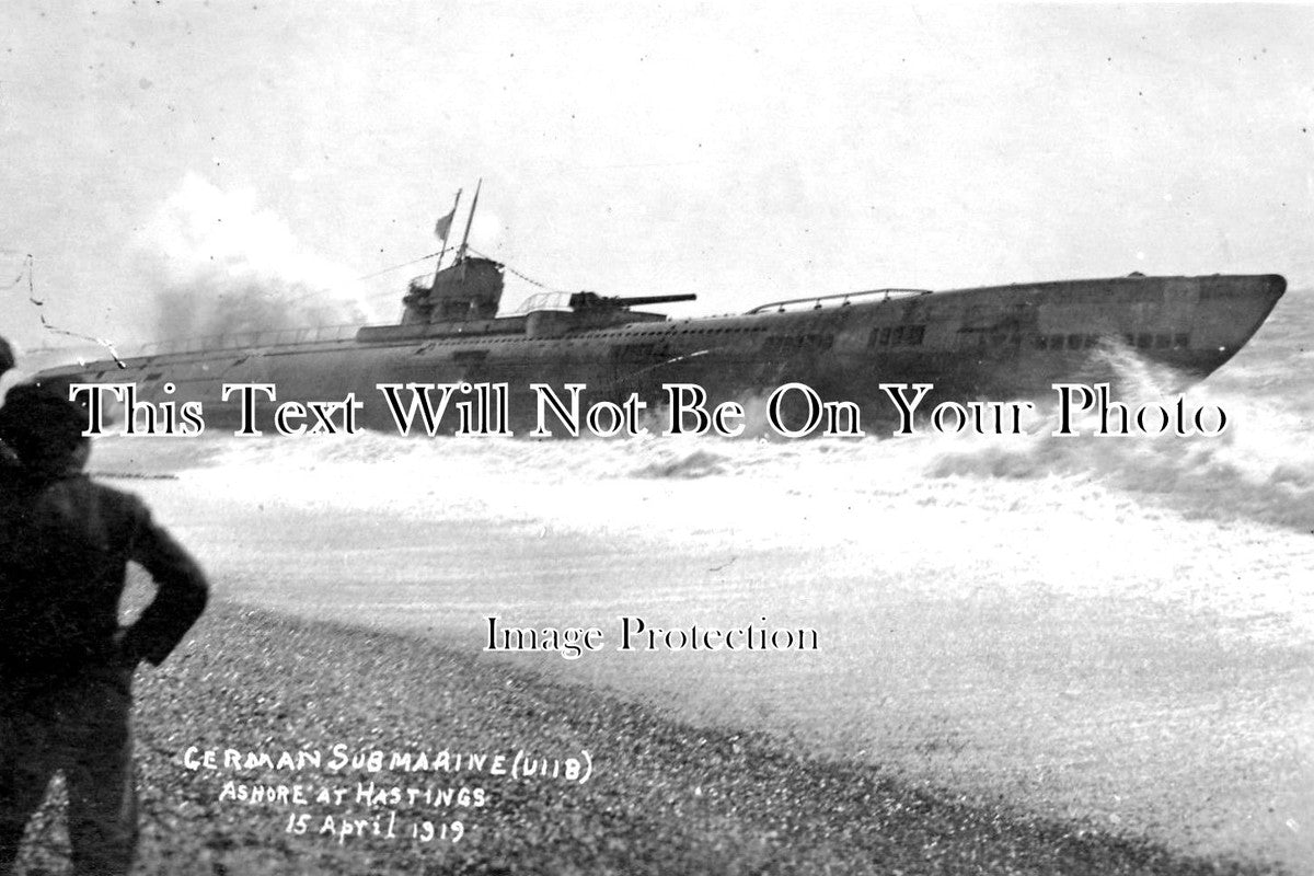SX 2209 - German Submarine Ashore, Hastings, Sussex 1919