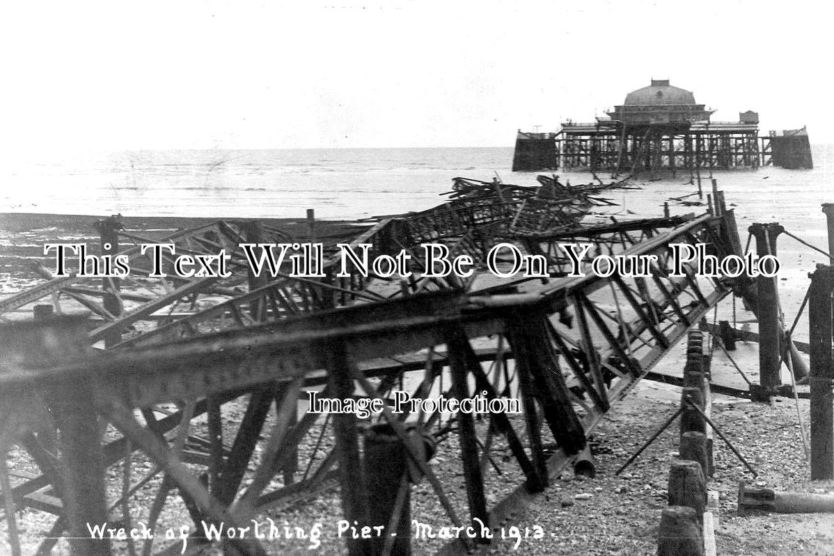 SX 2244 - Wreck Of Worthing Pier, Sussex 1913