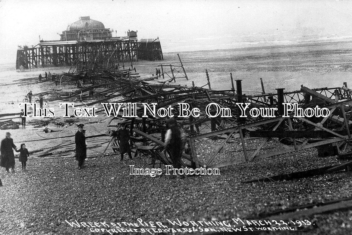 SX 23 - Wreck Of The Pier, Worthing, Sussex c1913
