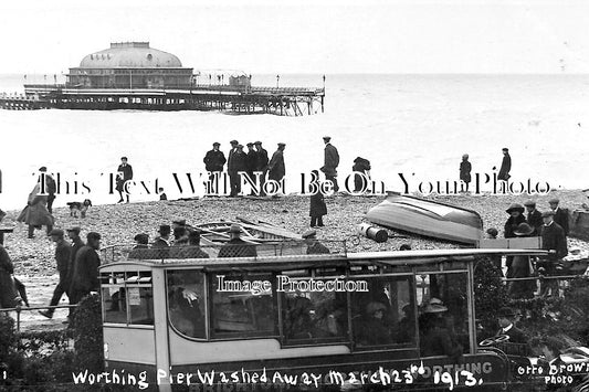 SX 2614 - Worthing Pier Washed Away, Sussex 1913