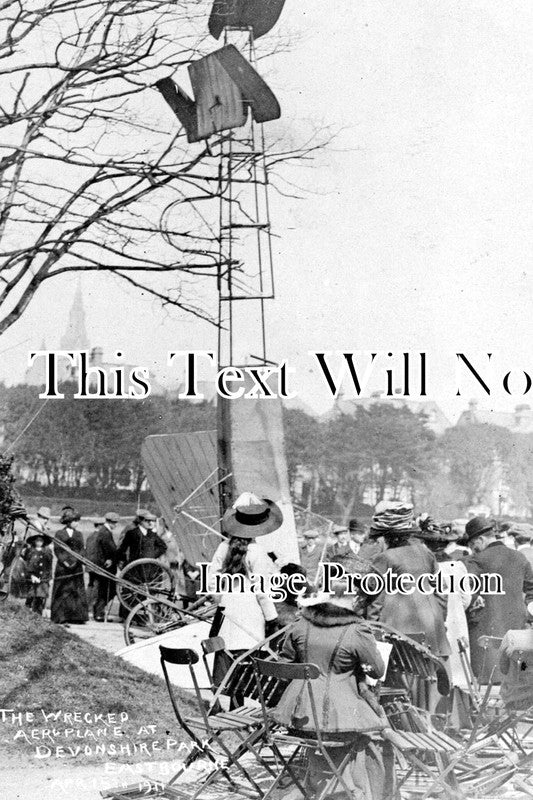 SX 269 - Wrecked Bleriot Airplane, Devonshire Park, Eastbourne, Sussex 1911