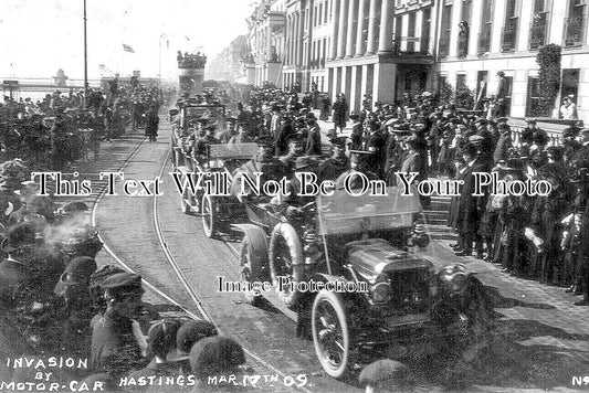 SX 2763 - Invasion By Motor Car, Hastings, Sussex 1909