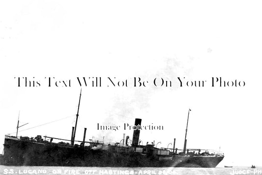 SX 2971 - Wreck Of SS Lugano On Fire, Sussex 1906