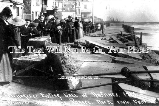 SX 2972 - Marine Parade Easter Gale Damage, Hastings, Sussex 1913