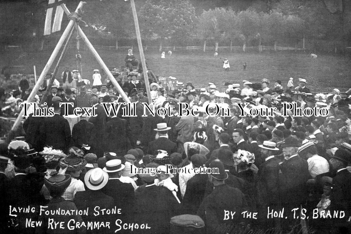 SX 3007 - Foundation Stone On Rye Grammar School, Sussex