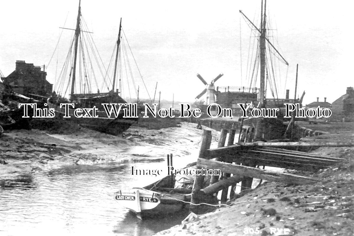 SX 3082 - Boats At Rye, Windmill, Sussex c1909