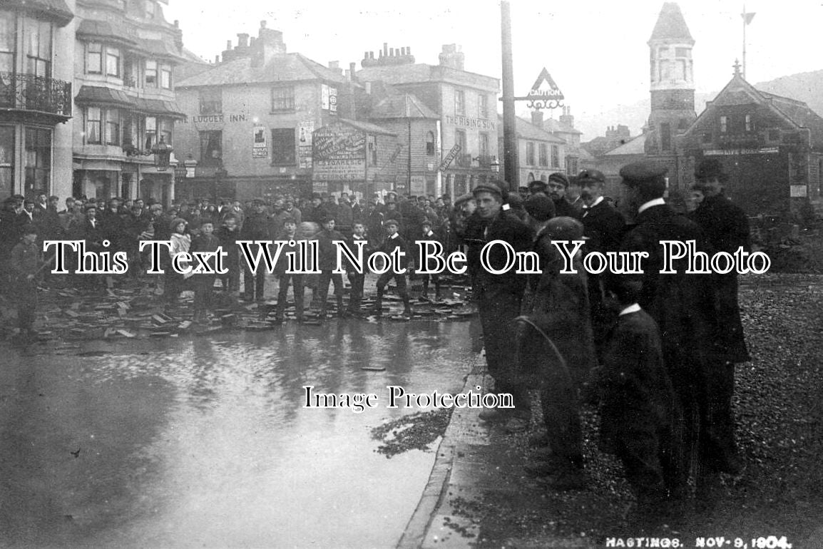 SX 3492 - Hastings Flooded Seafront, Sussex 1904