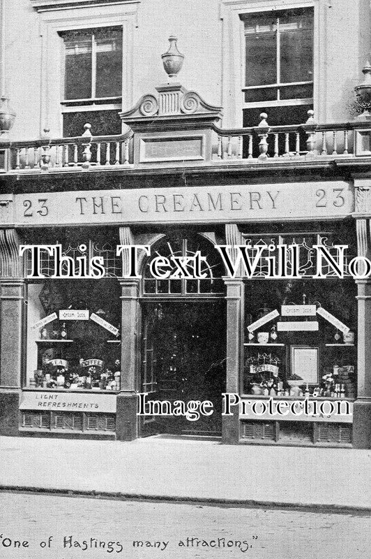 SX 3580 - The Creamery Shopfront, Hastings, Sussex c1908