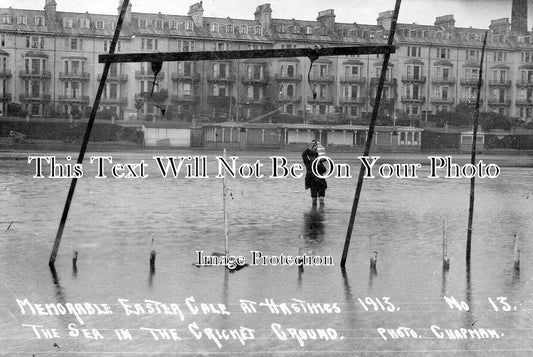 SX 3585 - Flooded Cricket Ground, Hastings, Sussex 1913