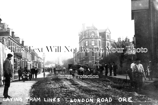 SX 3787 - Laying Tram Lines, London Road, Ore, Sussex