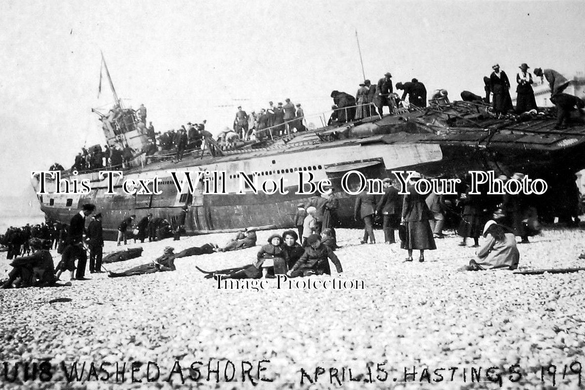 SX 384 - German U-Boat U118 Ashore, Hastings, Sussex c1919