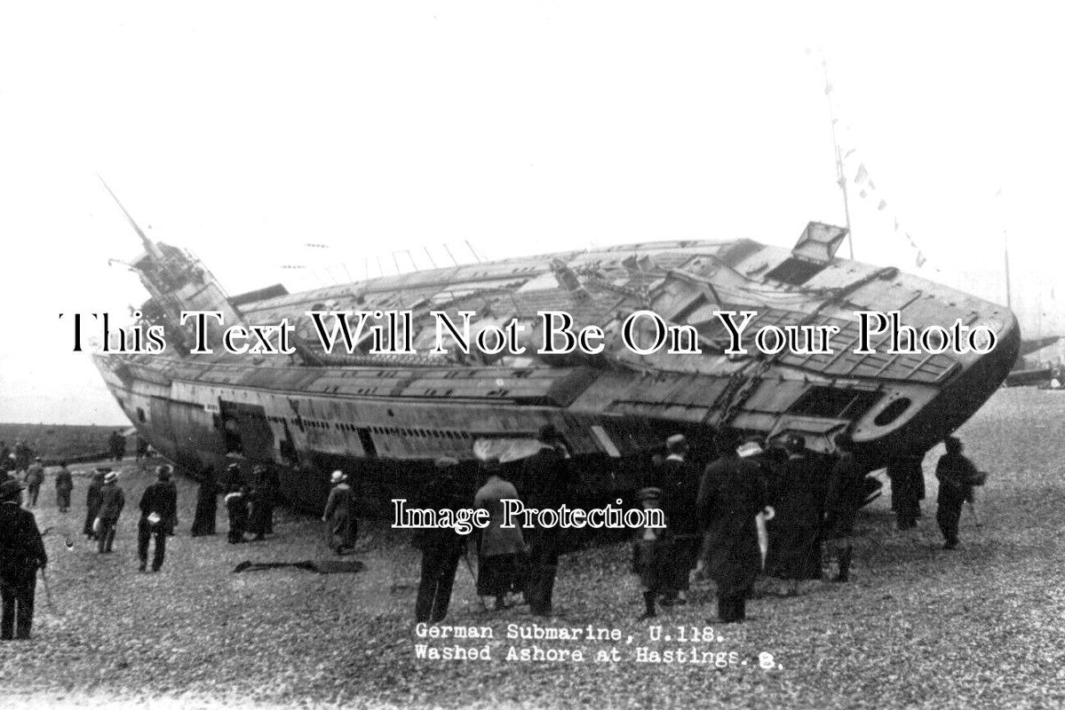 SX 3880 - German Submarine U118 Ashore At Hastings, Sussex WW1