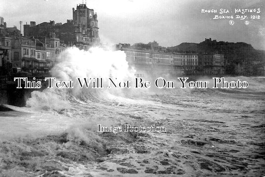 SX 3911 - Rough Sea At Hastings, Sussex 1918