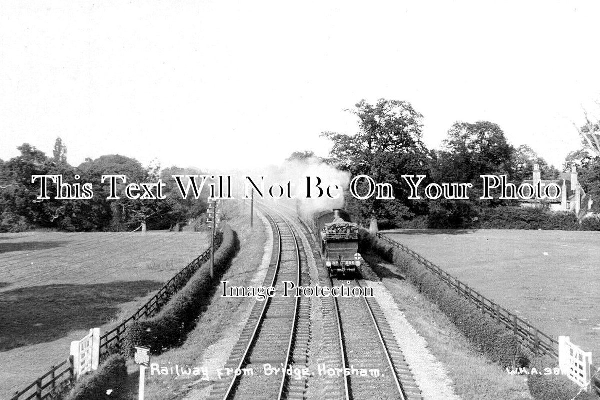 SX 4654 - Railway From Bridge, Horsham, Sussex c1917