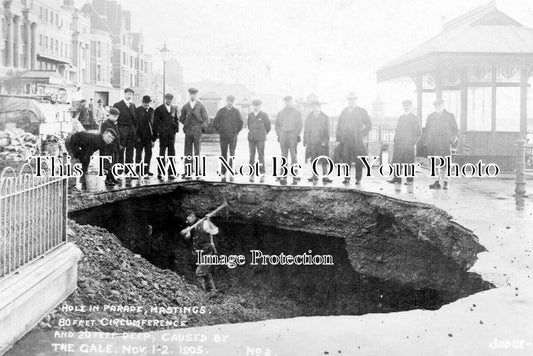 SX 4787 - Storm Damage To Parade, Hastings, Sussex c1905