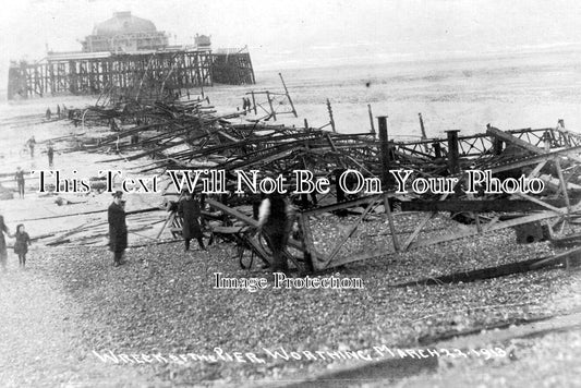 SX 4871 - Wreck Of The Pier, Worthing, Sussex 1913