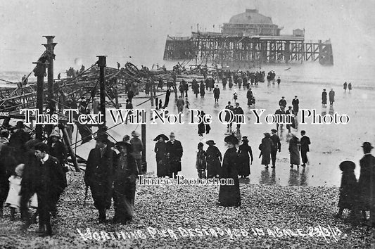 SX 502 - Wrecked Worthing Pier, Sussex c1913