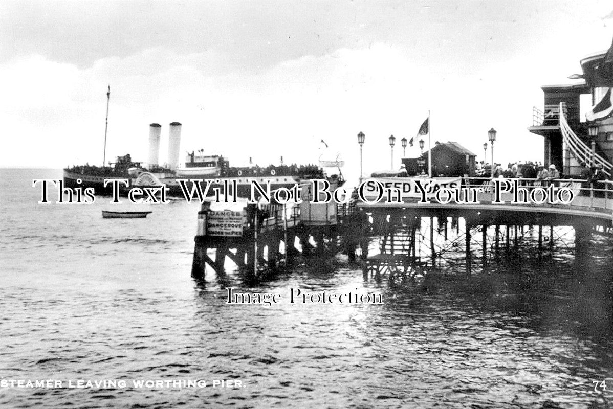 SX 5033 - Steamer Leaving Worthing Pier, Sussex c1936