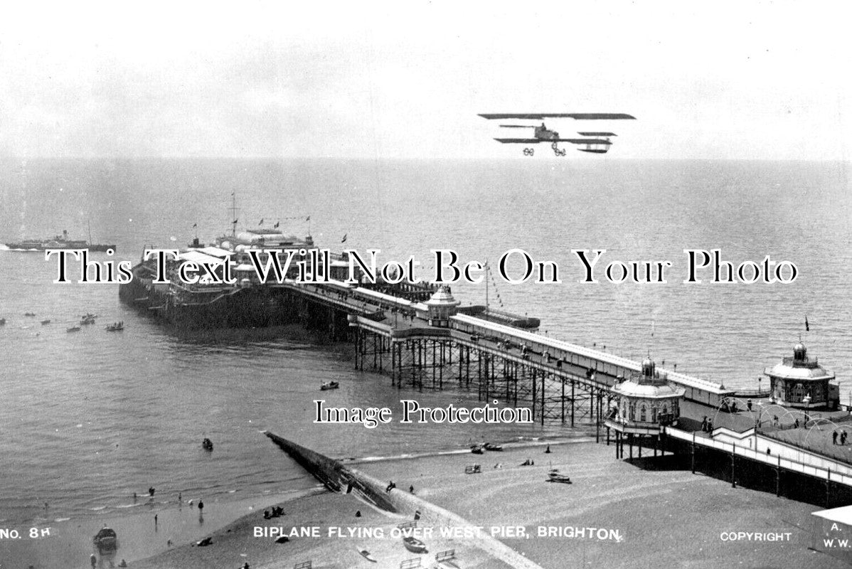 SX 5041 - Biplane Flying Over West Pier, Brighton, Sussex