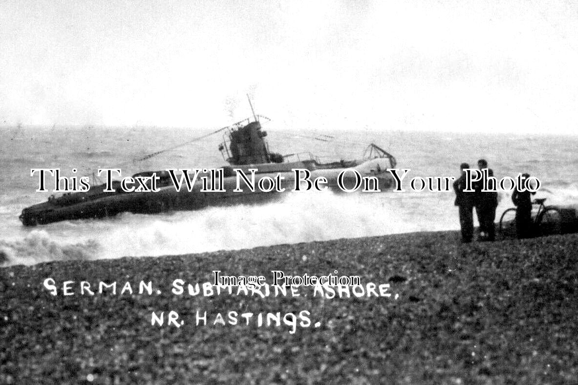 SX 5105 - German Submarine Ashore Near Hastings, Sussex