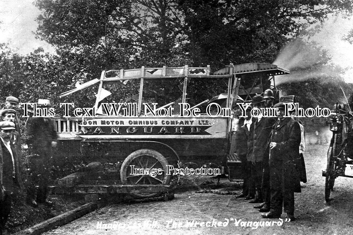 SX 5187 - The Wrecked Vanguard Motor Bus, Handcross Hill, Sussex 1906