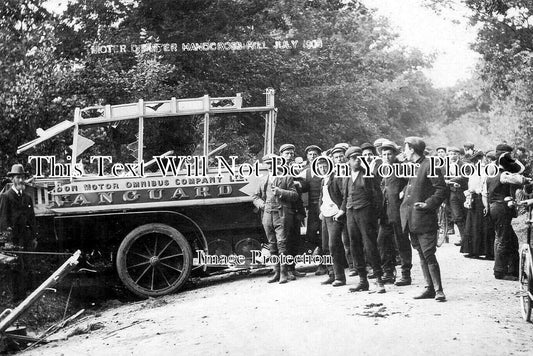 SX 5199 - Wrecked Vanguard Motor Bus, Handcross Hill, Sussex 1906