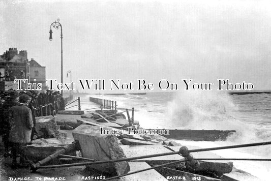 SX 5498 - Storm Damage To Hastings Parade, Sussex 1913