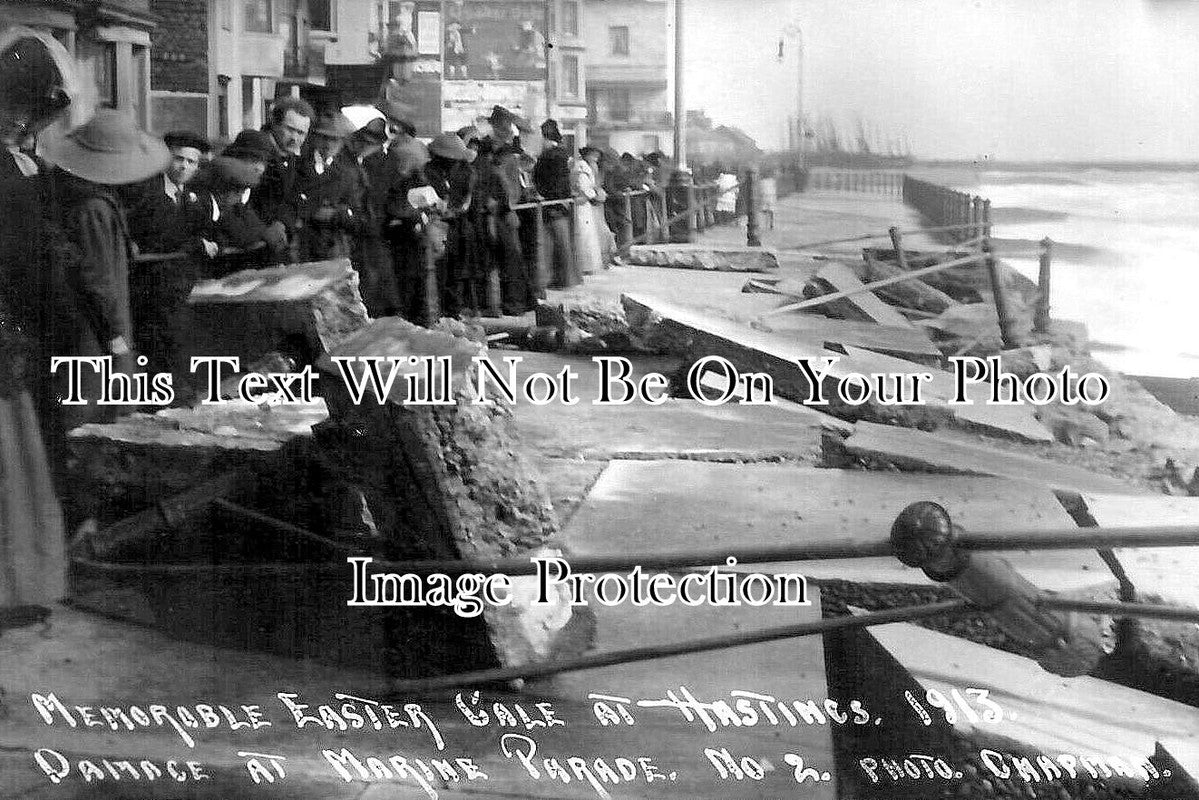 SX 5581 - Easter Gale At Hastings, Marine Parade, Sussex 1913