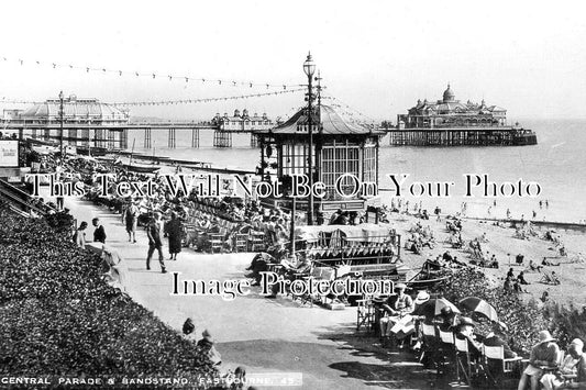 SX 5711 - Central Parade & Bandstand, Eastbourne, Sussex c1920