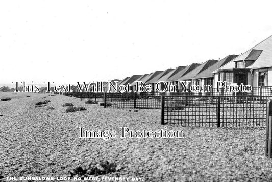 SX 5860 - The Bungalows Looking West, Pevensey Bay, Sussex c1953