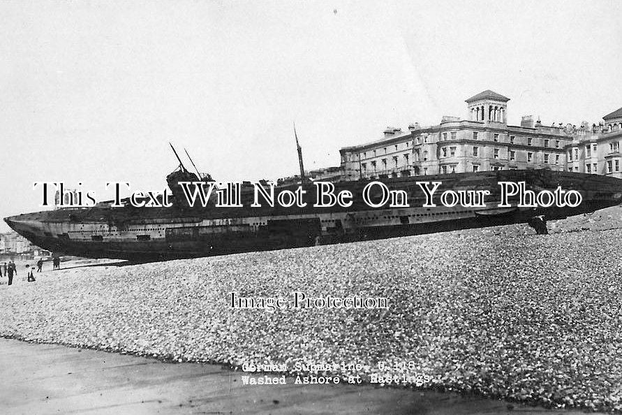 SX 611 - German Submarine U118 Washed Ashore, Hastings, Sussex 1919