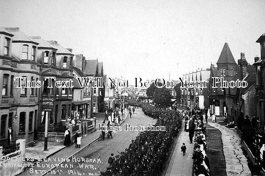 SX 63 - Soldiers Leaving Horsham, Sussex WW1 1914