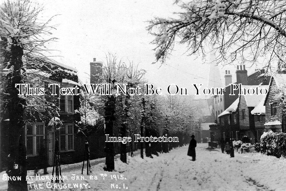 SX 74 - Snow At Horsham, The Causeway, Sussex 1915