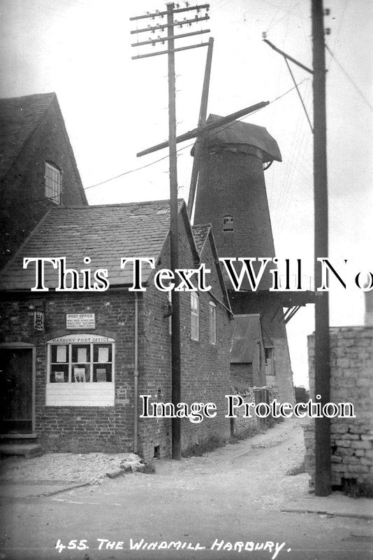 WA 1377 - Harbury Post Office & Windmill, Warwickshire c1914