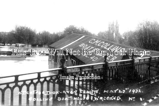 WA 1564 - Stratford Upon Avon Floods, Collins Boat House 1932