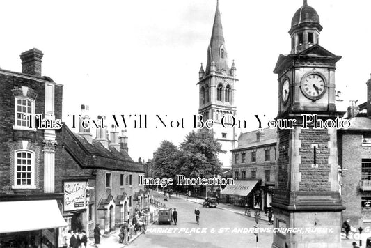 WA 1700 - Market Place & St Andrews Church, Rugby, Warwickshire c1937