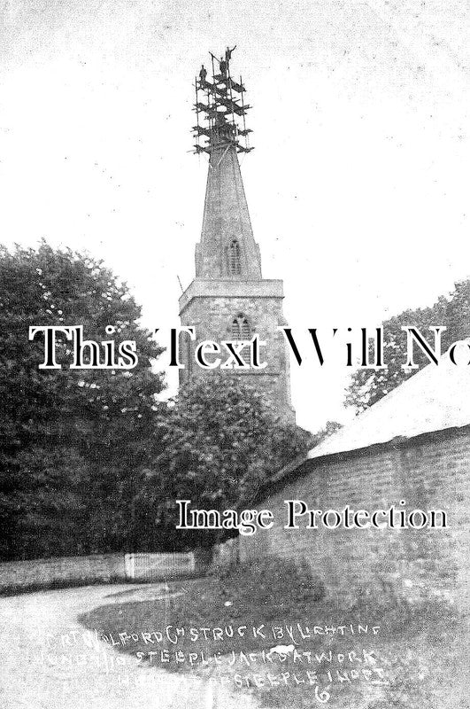 WA 1854 - Great Wolford Church Steeple, Lightning Strike, Warwickshire
