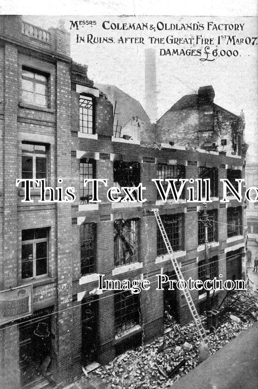 WA 509 - Colman & Oldlands Factory After Fire, Birmingham, Warwickshire 1907