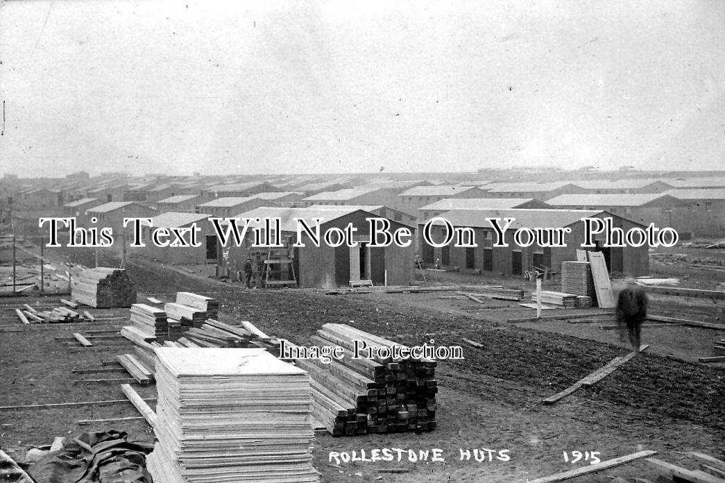 WI 114 - Rollestone Army Camp, Huts Under Construction, Salisbury, Wiltshire July 1916