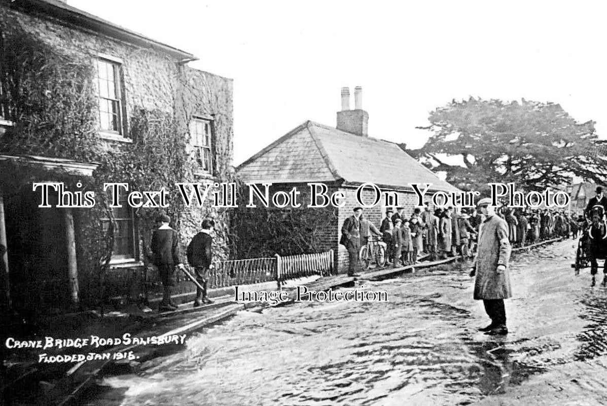 WI 1316 - Crane Bridge Road Flood, Salisbury, Wiltshire 1915