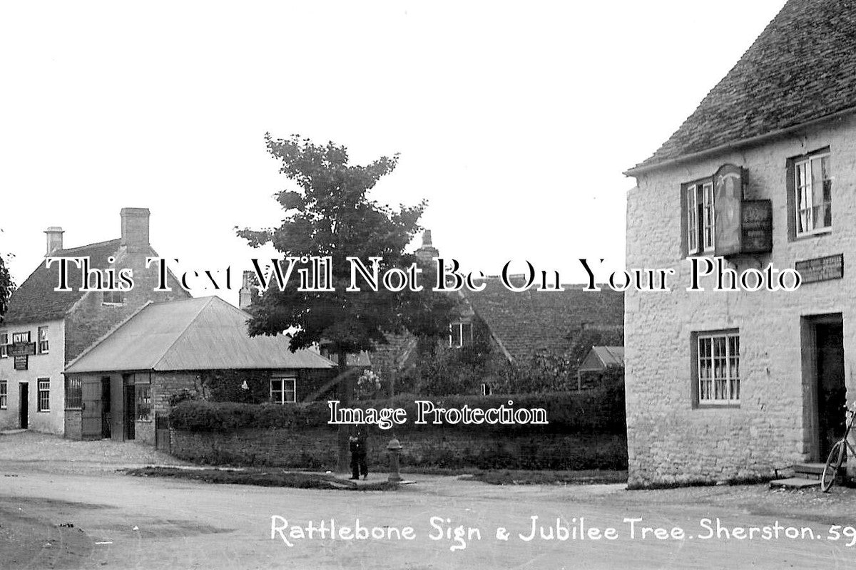 WI 1701 - Rattlebone Sign & Jubilee Tree, Sherston, Wiltshire
