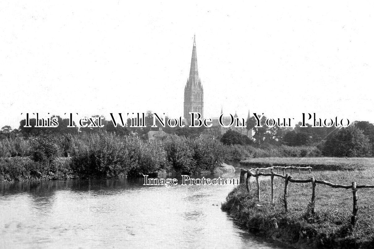 WI 887 - Salisbury Cathedral From Long Bridge, Wiltshire