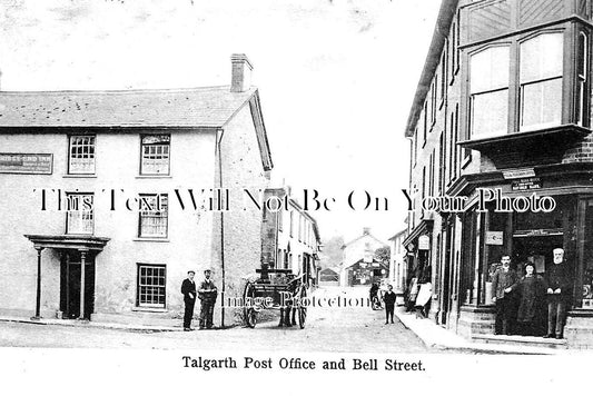 WL 863 - Talgarth Post Office & Bell Street, Wales c1905