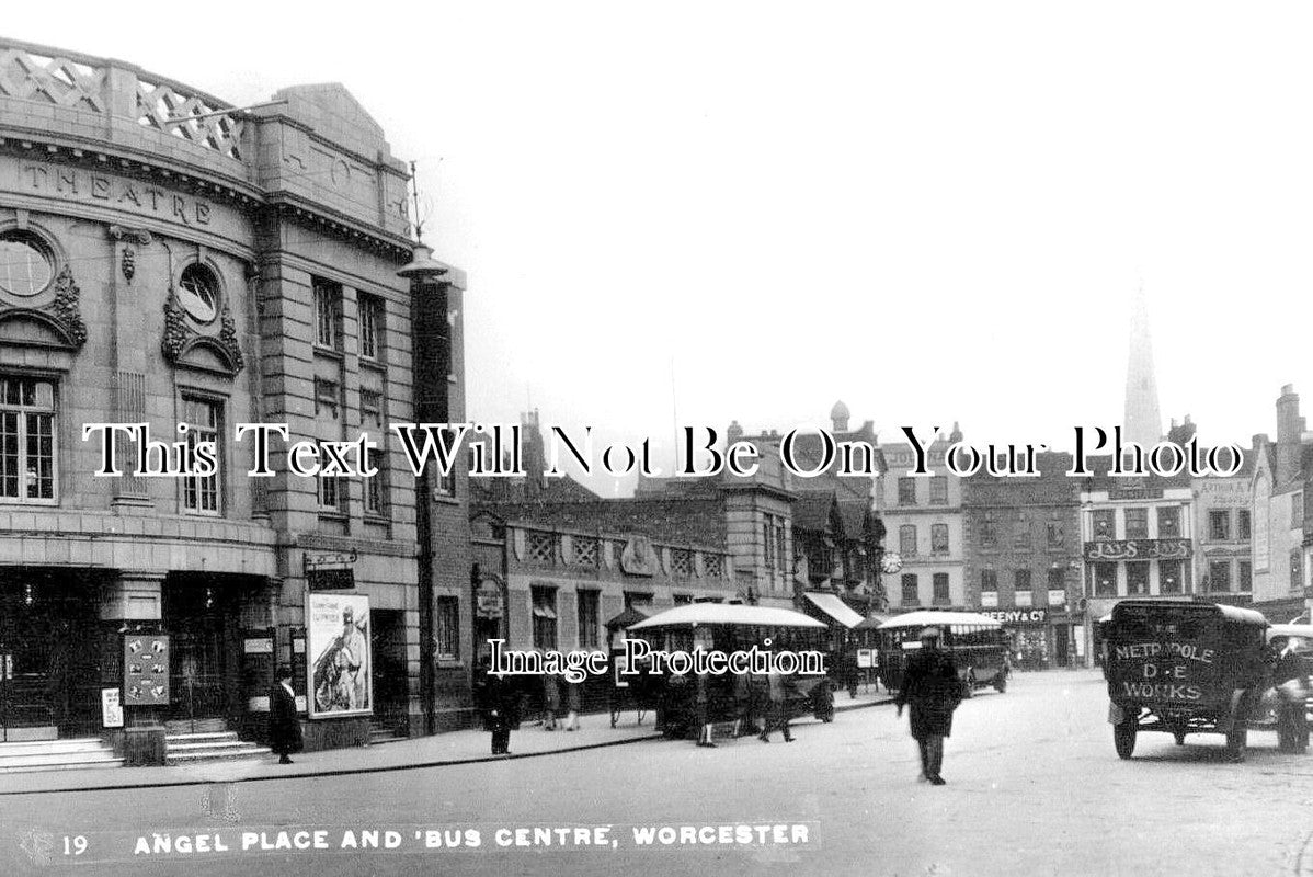 WO 1308 - Angel Place & Bus Centre, Worcester, Worcestershire c1936